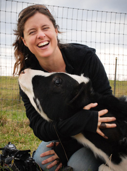 Jo-Anne with Orlando, a rescued steer