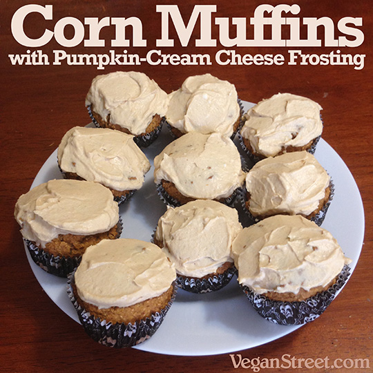 Corn Muffins with Pumpkin Cream Cheese Frosting