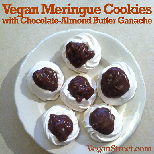 Vegan Meringue Cookies with Chocolate-Almond Butter Ganache