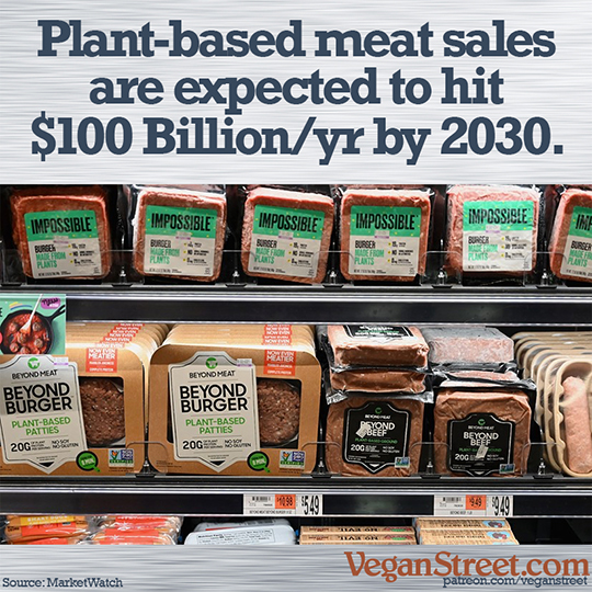 Plant-Based Foods sales/$100 Billion per year by 2030.