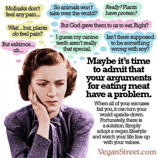 Maybe it's time to admit that your arguments for eating meat have a problem.