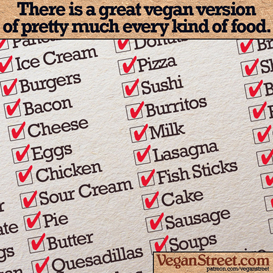 There is a great vegan version of pretty much every kind of food.