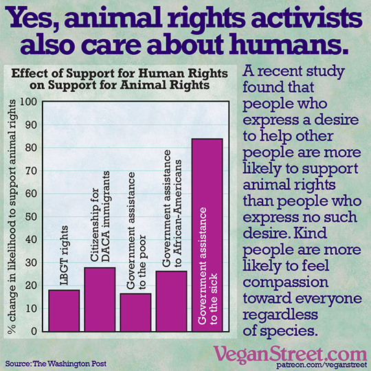 Yes, animal rights activists also care about humans.