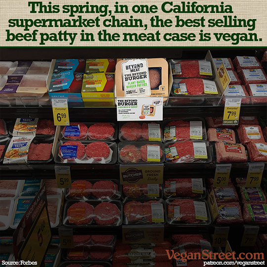 The best selling beef patty in the meat case is vegan.