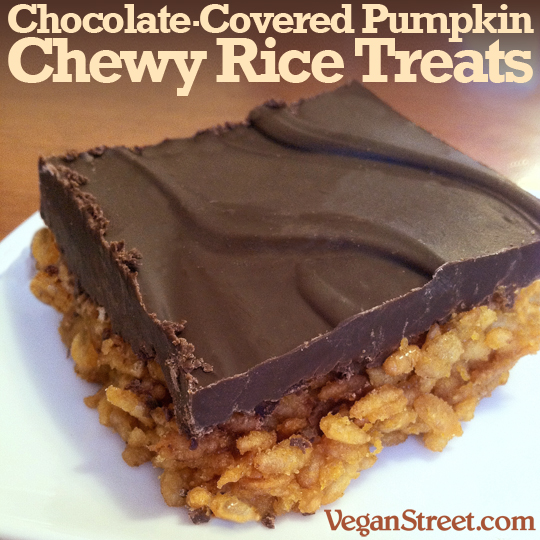 Chocolate-Covered Pumpkin Chewy Rice Treats