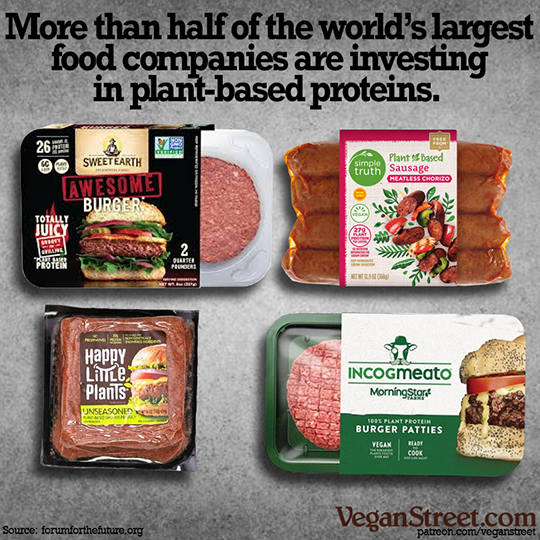 More than half of the world's largest food companies are investing in plant-based proteins.