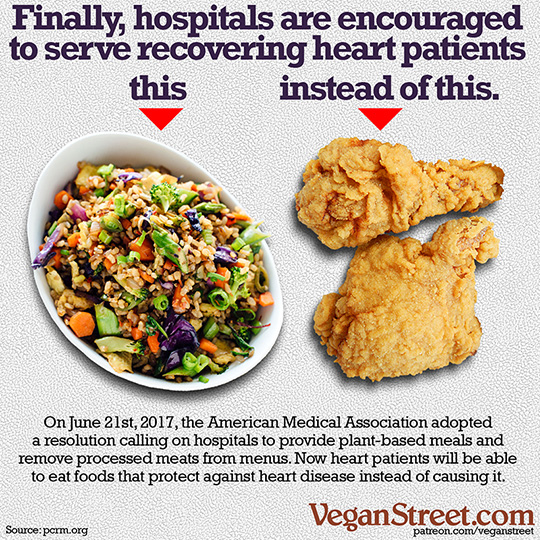 Finally, hospitals have been encouraged to feed revering heart patients this instead of this.