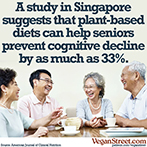 Plant based diets help seniors prevent cognitive decline.