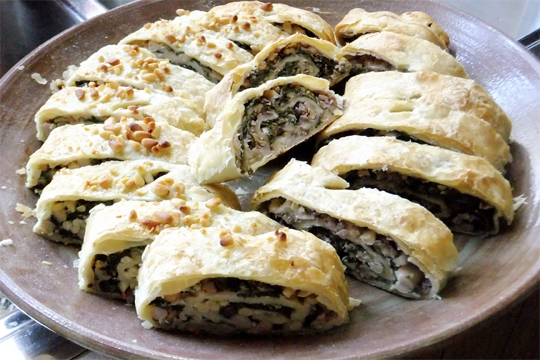 Spinach, White Bean and Pine Nut Strudel