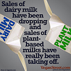 Sales of dairy milk have been dropping and sales of plant-based milk have really been taking off.
