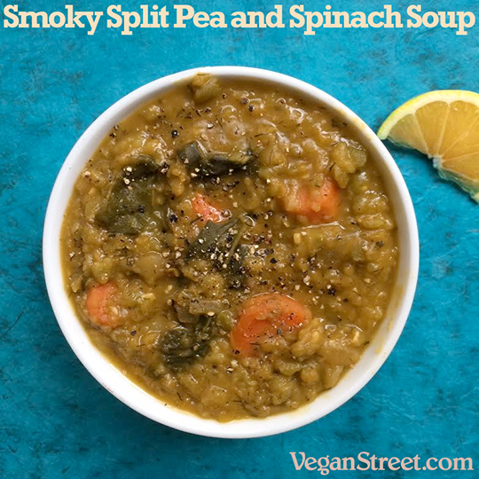 Smoky Split Pea Spinach Soup