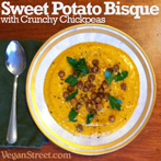 Sweet Potato Bisque with Crunchy Chickpeas